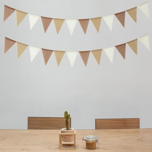 Pre-Strung Boho Pennant Banner Flags，Burlap Triangle Flags Bunting Garland - Image 4
