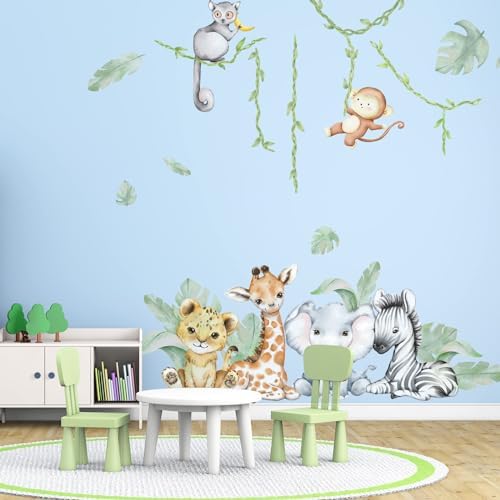 59.05x53.14 Inch Woodland Animals Wall Decals Forest Animal Wall Decal Elephant - Image 5