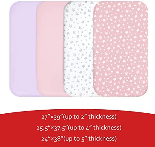 Pack and Play Sheets Girl, Mini Crib Sheets, Stretchy Playard Fitted Sheet - Image 5