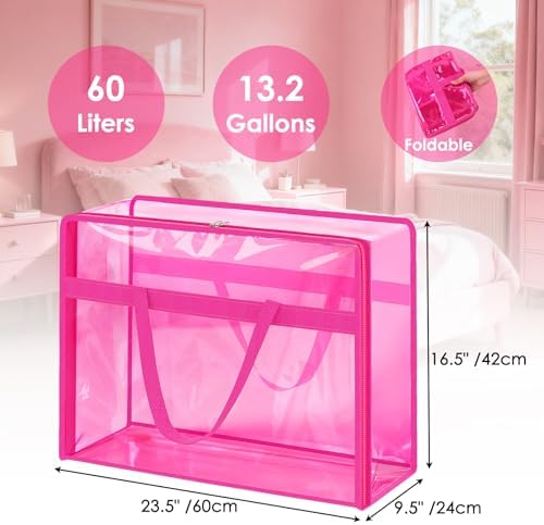 Blanket Storage Bags 4 Pack 60L Clothes Comforter Bedding Container Pink - Image 2