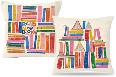 Read More Books Pillow Covers 18x18 Set of 2, Book Reading Nook Corner by Unknown