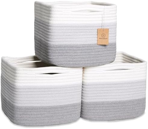 NaturalCozy Storage Cubes 9”x9”x7”Cotton Rope Woven Baskets by NaturalCozy