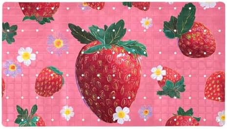 Bathtub Mat Non Slip 26.8x15.1 Inch, Strawberries Daisies Shower Mat by Anna+Cowper