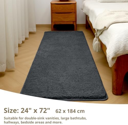 Polyester Bathroom Runner Rug 24"x72" Dark Gray, Soft Bath Mat - Image 2
