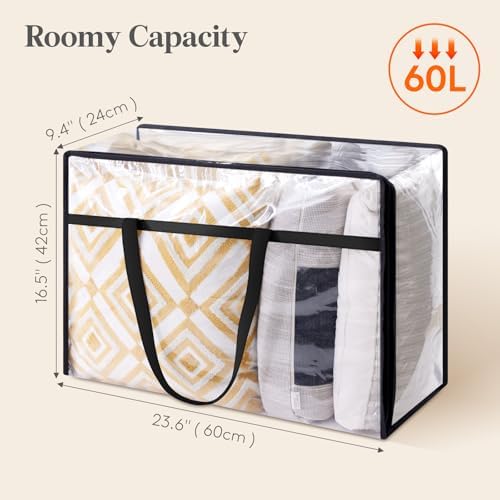 Lifewit 60L Clear Clothes Storage Bags, Plastic Foldable Blanket Storage Bag - Image 4