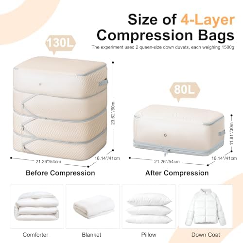 Comforter Storage Bag - 130L Large Capacity Blanket Storage Bags 4-Layer Ultra - Image 2