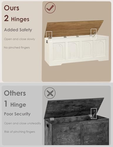 DINZI LVJ Storage Chest, Wooden Toy Box, Honey Brown & Rustic White 47.2" L - Image 5