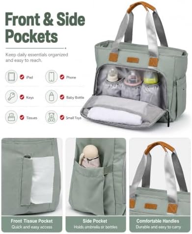 FHELAD Diaper Bag Tote, Large Tote Diaper Bag - Image 4