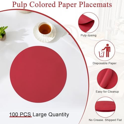 SHACOS 100 pcs Christmas Disposable Round Paper Placemats 13 inch Colored Paper - Image 3