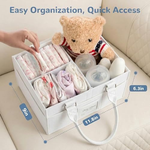 Baby Diaper Caddy Organizer, Collapsible Nursery Storage Basket - Image 3