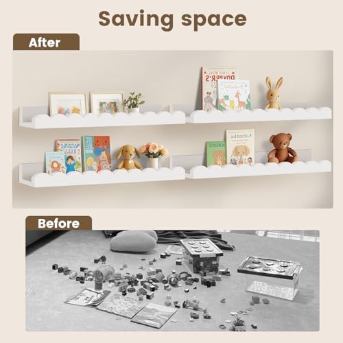 4-Pack Scalloped Shelves, Nursery Shelves, Floating Book Shelves - Image 4