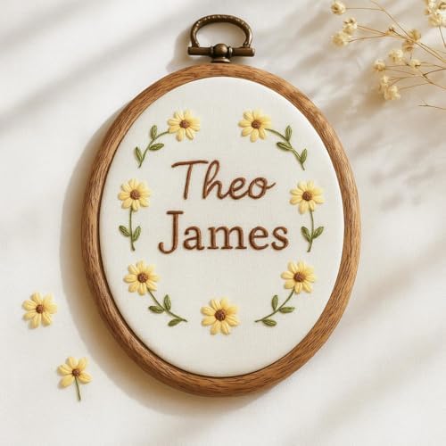 Personalized Baby Name Embroidery Hoop – Custom Newborn Announcement Sign - Image 2