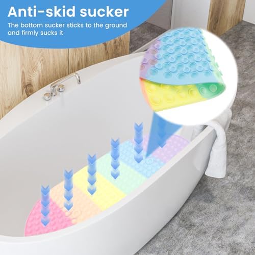 Baby & Toddler Bath Mat for Tub, Oval Shape Colorful Silicone Bathtub Mat - Image 5