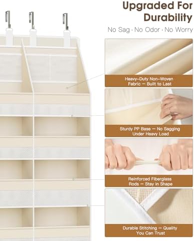 Criusia Over the Door Organizer, Extra Large 12 Compartments Closet Hanging - Image 3