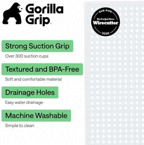 GORILLA GRIP Bath Tub Shower Mat, Bathtub Floor Liner, 35x16 White 2 Pack - Image 2