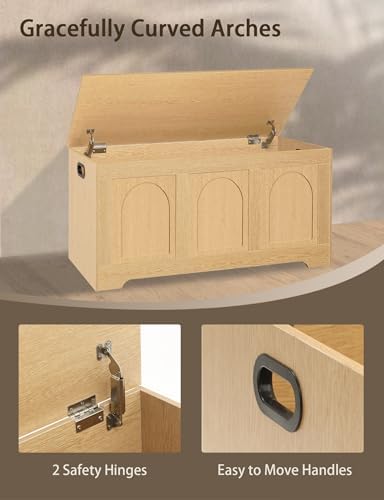 DINZI LVJ Storage Chest, Wooden Toy Box, Natural 39.4" - Image 6
