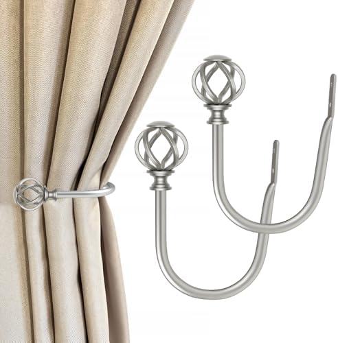 USFOOK Antique Silver Curtain Holdbacks, Drapery Tiebacks, 2 Pack/1 Pair by USFOOK