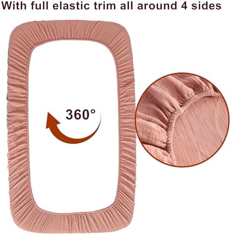 NTBAY Crib Muslin Fitted Sheets, 2 Pack, 28 x 52, Blush Pink - Image 4
