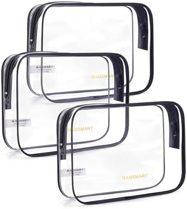 BAGSMART Clear Toiletry Bag 3-Pack TSA Approved Water-Repellent by BAGSMART