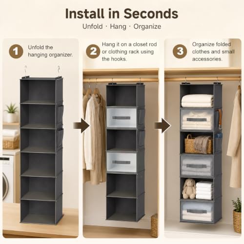 6-Shelf Hanging Closet Organizer - Image 4