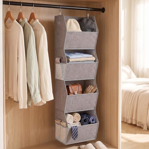 Libeder 4 Shelf Hanging Closet Organizer and Storage, Heather Grey - Image 2