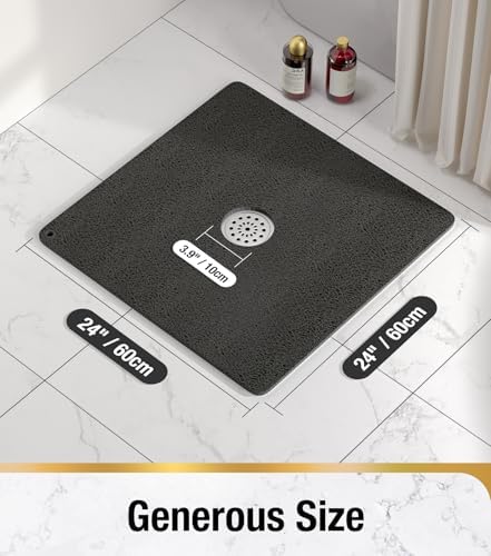 HITSLAM Square Loofah Shower Mat, 24x24 Inch Non Slip Bath Mat - Image 3