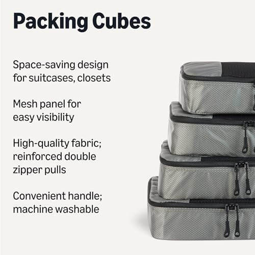 Amazon Essentials 4-Piece Packing Cubes Travel Accessories Set, Space-Saving - Image 2