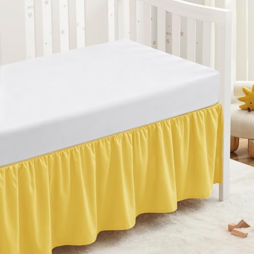 SiinvdaBZX Yellow Crib Skirt Dust Ruffle, Microfiber Crib Bed Skirt by SiinvdaBZX