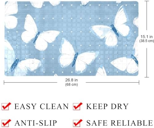 Bathtub Mat Non Slip 26.8x15.1 Inch, Butterflies Shower Mat - Image 4