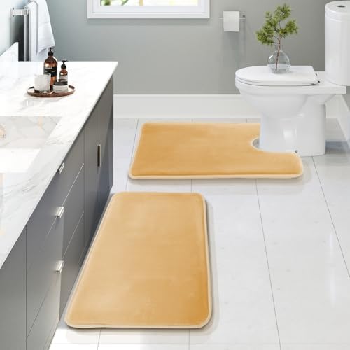 Clara Clark Bathroom Rugs, Velvet Memory Foam Bath Mat, Non-Slip Bath Rugs by ClaraClark