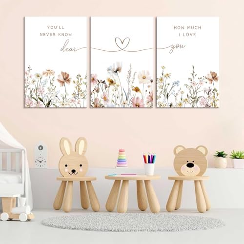 3Pcs Wildflower Nursery Canvas Wall Art Flower Botanical Sentence Poster - Image 5