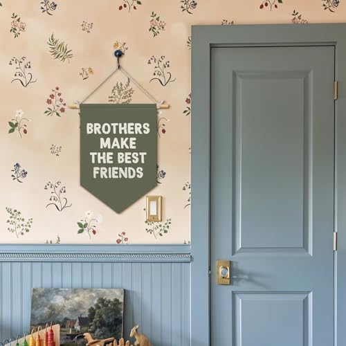 Wheatwin Boys Room Decor, Brothers Make the Best Friends Wall Hanging Pennant - Image 2