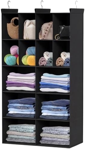 5 Tier Hanging Closet Organizer, 14 Compartments Dual Row Storage by Ofiray-home