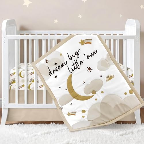 Hahafelt 3 Pcs Moon Star Baby Crib Bedding Set by Hahafelt