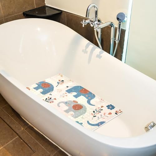 Bathtub Mat Non Slip 26.8x15.1 Inch, Cute Elephants Shower Mat - Image 4