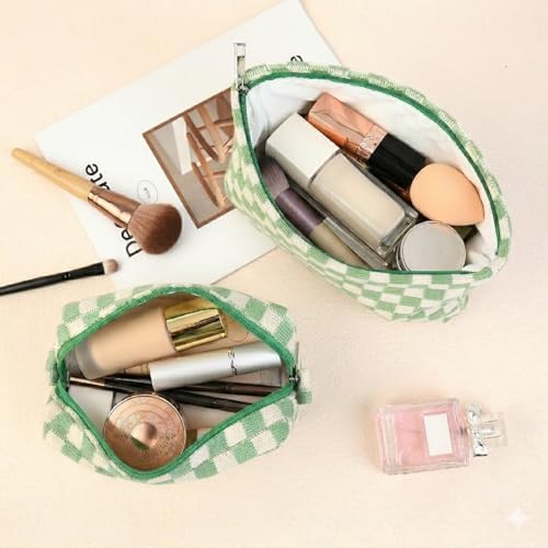 SOIDRAM 2 Pcs Checkered Makeup Bag Large Cosmetic Bag Toiletry Bag Makeup Pouch - Image 7