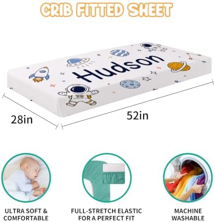 Custom Baby Boy Minky Crib Bedding Set, Astronaut Bedding 3 Pcs Set - Image 3