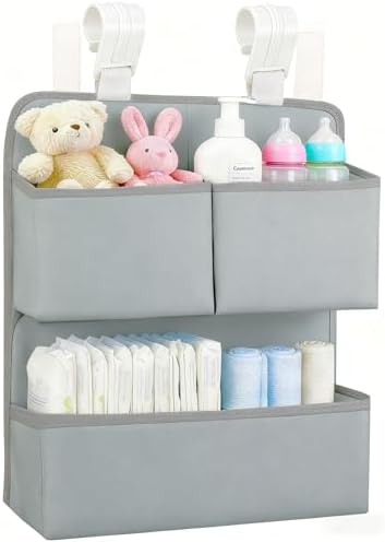 Hanging Diaper Organizer for Bassinet/Crib/Playpen/Playard – Hold 80+ Diapers by KIKJOK