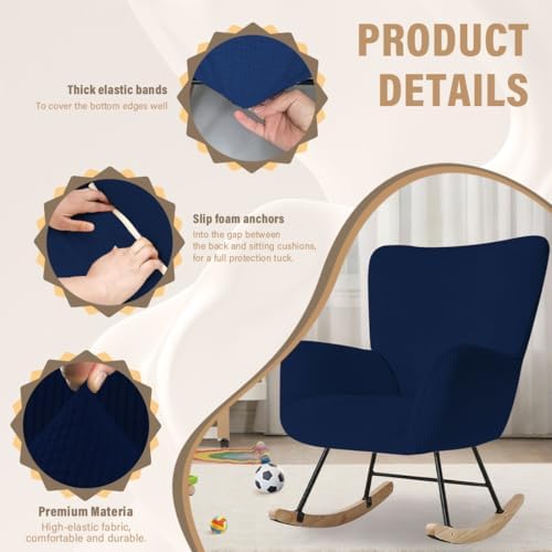 Nursery Rocking Chair Cover Stretch Glider Chair Covers Jacquard Modern Reading - Image 3