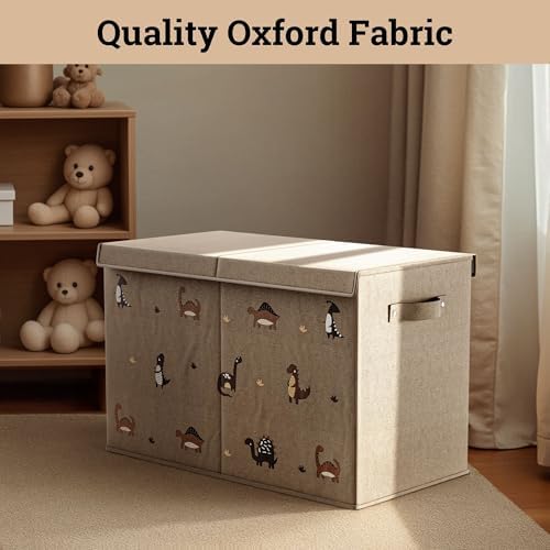 Collapsible Toy Storage Box w/ Handles, Removable Divider & Detachable Lid - Image 4
