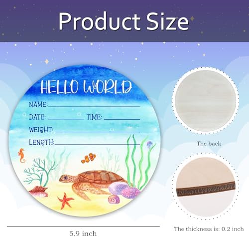 Ocean Baby Announcement Sign, Wooden Nursery Name Decor 6in - Image 3