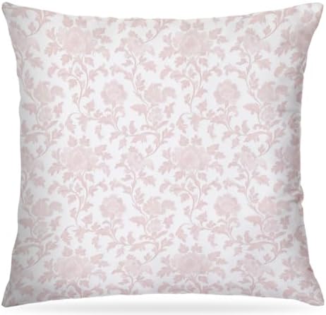 Vintage Pink Floral French Toile Pillow Covers 18x18, French Country Pink and by Unknown