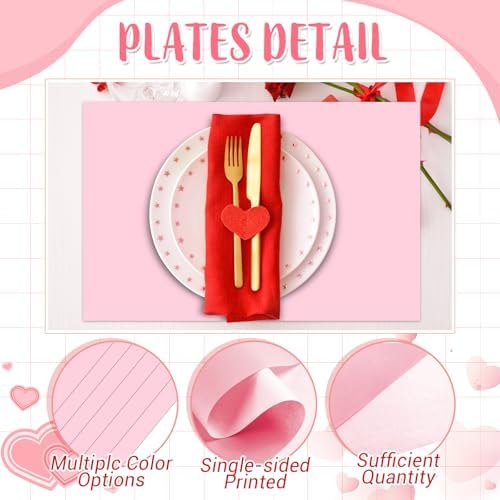 Fullhawl 60 Pcs Pink Paper Placemats, Disposable Rectangular Table Setting Mats - Image 2