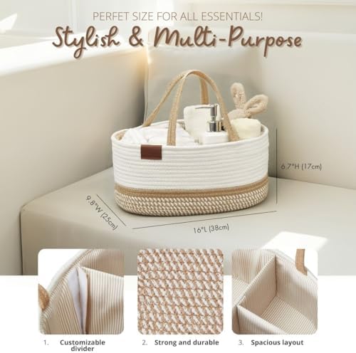DECOMOMO Diaper Caddy, Empty Woven Basket - Image 5