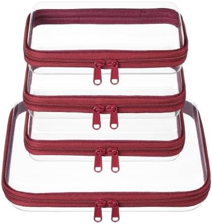4 pcs Clear Zipper Pouches, Hard Shell Zipper Case, Toiletry Bag by WELPIRT