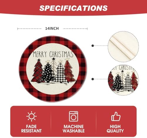 Artoid Mode Watercolor Red and Black Buffalo Plaid Christmas Trees Merry Xmas - Image 6