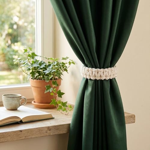 Ptwola 4 Pack Braided Curtain Tiebacks Boho Elegant Rustic Curtain Holdbacks - Image 7