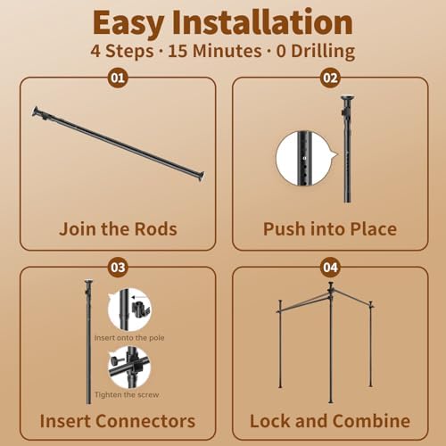 Room Divider for Room Separation, 4-10ft 28-209inch Adjustable Temporary - Image 6
