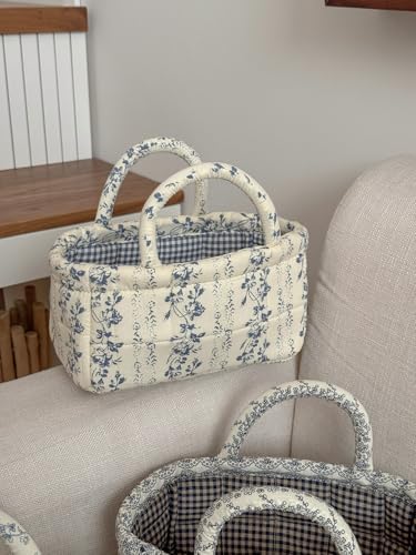 Small Storage Basket Organizer, Mini Fabric Floral Storage Baskets by Ankick