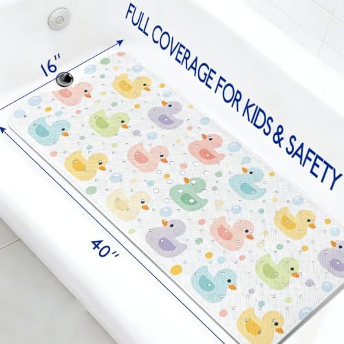 Kids Bathtub Mat Non Slip, 40 x 16 Inch Tub Mat - Image 2